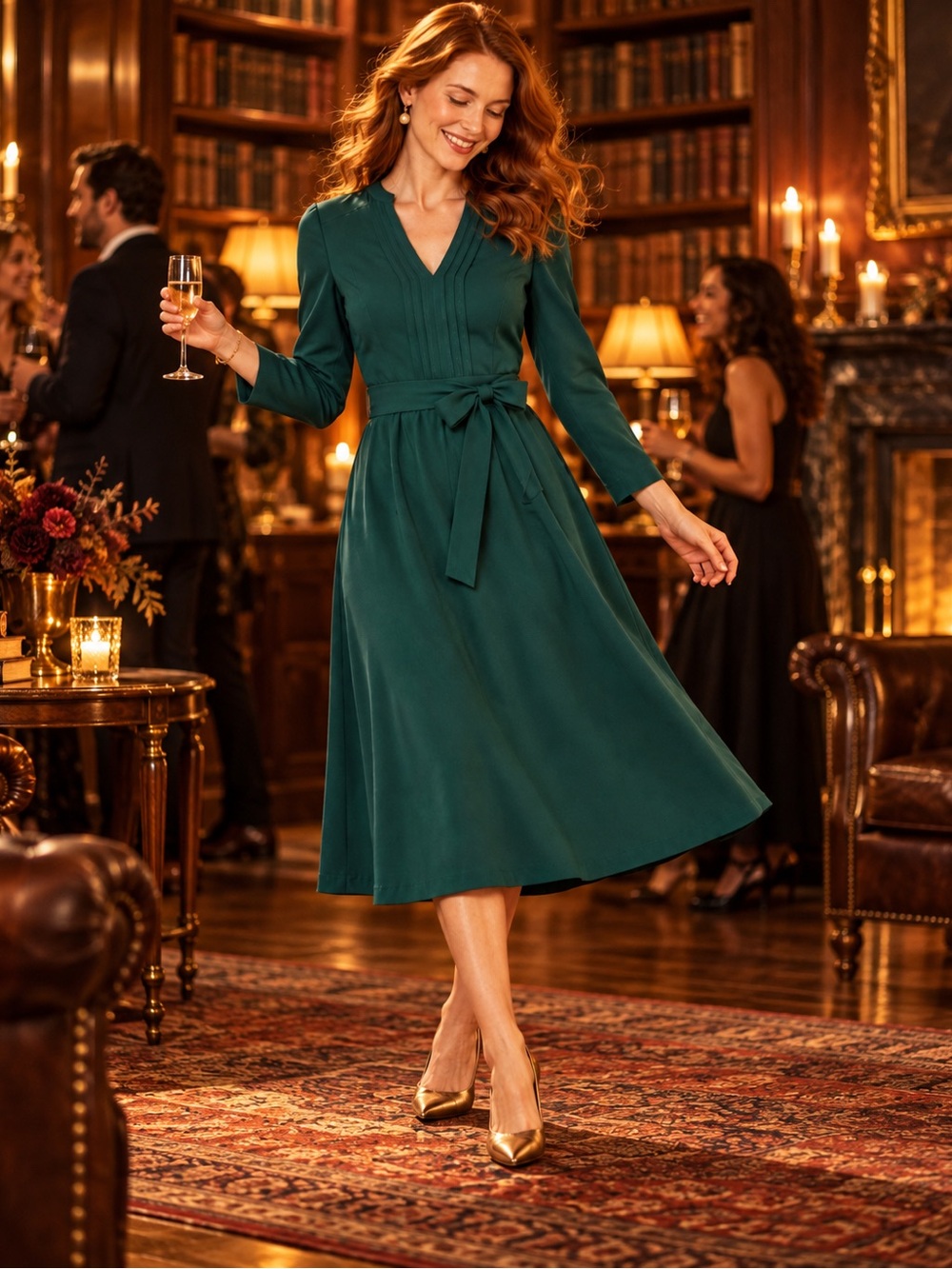 Hobbs London Kirsty Belted Dress, Jade Green, US 4 / UK 8 / EU 34